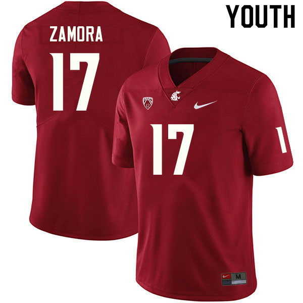 Youth #17 JP Zamora Washington State Cougars College Football Jerseys Sale-Crimson - Click Image to Close